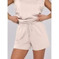 thumbnail image 6 of SHIBEVER 2 Piece Sets for Women Summer Casual Sleeveless Crew Neck Top and Shorts Set Outfits for Women Tops with Pockets Apricot Almond M, 6 of 10