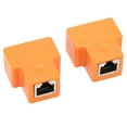 thumbnail image 4 of 1 To 2 Ethernet Splitter Coupler, Orange RJ45 Splitters Connector Interference Resistance Stable Signal Transmission  For Laptop, 4 of 8
