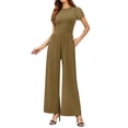 thumbnail image 1 of Qudderr Combinaisons une Pièce d'Été pour Femmes Manches Courtes Décontractées Combinaisons Col Rond Jambes Larges pour l'Été S-2TG, 1 of 9