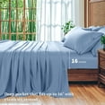 thumbnail image 4 of SONORO KATE 6 Pieces Bamboo Bed Sheets Set, Luxury Rayon Derived - Deep Pockets - Wrinkle Free - Extremely Soft, Queen, Lake Blue, 4 of 6