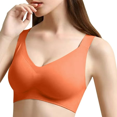 YEJIMAN Women Full Cup Thin Underwear Plus Size Wireless Sports Bra Lace Bra Breast Cover Cup Large Size Vest Bras  Orange Women Underwear Cotton  Polyester Cotton Underwear For Women