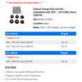 thumbnail image 2 of Exhaust Flange Stud and Nut - Compatible with 2001 - 2018 GMC Sierra 2500 HD 2002 2003 2004 2005 2006 2007 2008 2009 2010 2011 2012 2013 2014 2015 2016 2017, 2 of 2