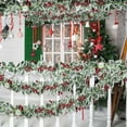 thumbnail image 5 of 2Pcs Christmas Artificial Garland, Xmas Berry Holly Leaves Garland Christmas Faux Greenery Garland Winter Snowy Red Berries Hanging Vine, Total Length 13FT, 5 of 8