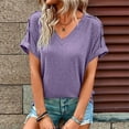 thumbnail image 2 of Lolmot Womens Cap Sleeve Tank Tops Casual T-Shirt V-Neck Loose Fit Solid Color Basic Shirts, 2 of 5