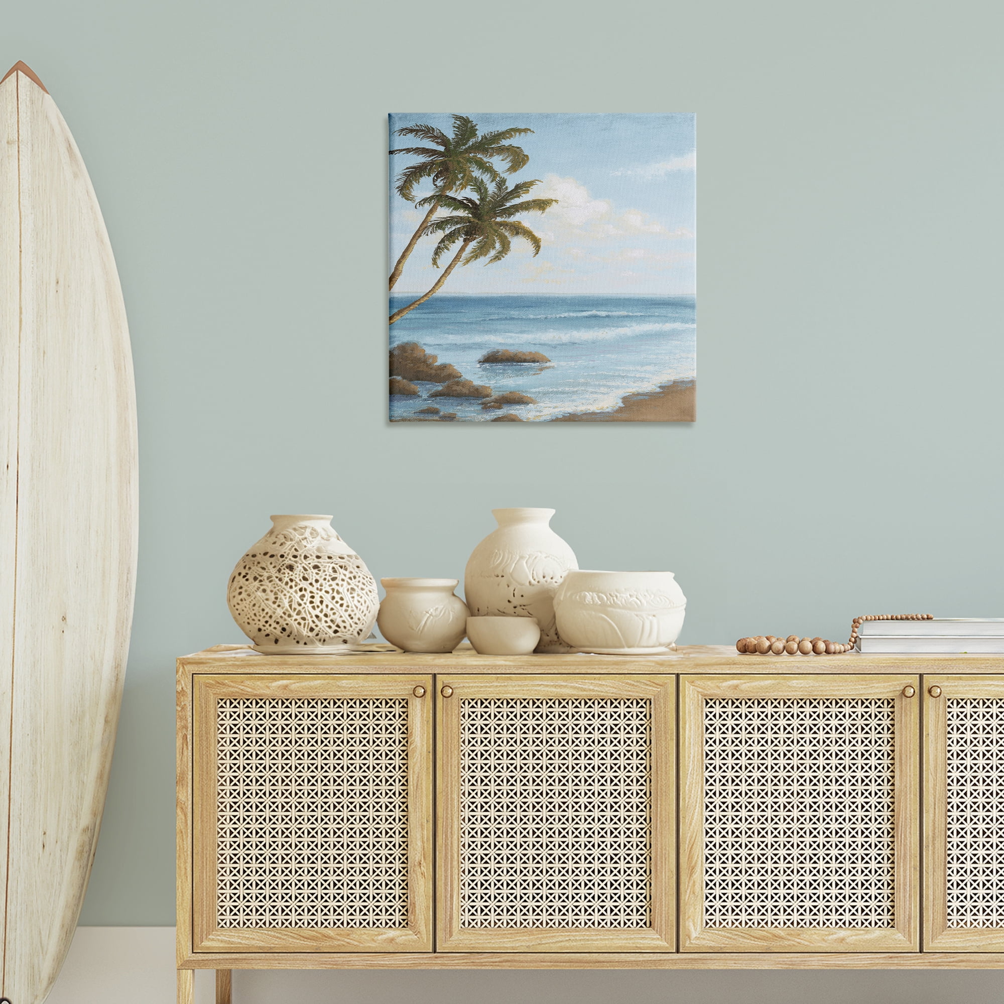 Stupell Industries Palm Trees Looming Beach Coastal Painting Gallery Wrapped Canvas Art Print Wall Art, 30 x 30