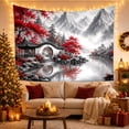 thumbnail image 2 of East Asian Wash with Painting Traditional Pavilion, Serene Japanese Inspired for Japanese Art Lovers, Wall Decor, Housewarming Gift, Tapestry Wall Hanging for Dorm and Living Room, 2 of 6