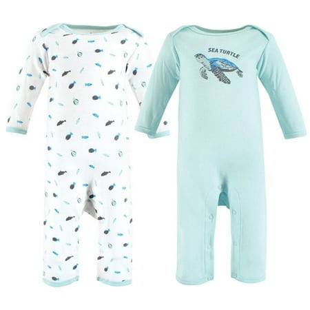 Touched by Nature Organic Cotton Coveralls, Endangered Sea Turtle, 0-3 Months