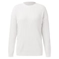 thumbnail image 4 of Cathalem Pull Femme Sweaters Manches Longues Col Rond Doux Warm Pull Tricoté, Blanc TG, 4 of 5