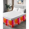 thumbnail image 4 of Pink Orange Wrap Around Bed Skirts for King Bed 16" Drop,Bed Skirt with Adjustable Elastic Belt Dust Ruffle Bed Valance for Bedroom Hotel Luxury Geometric Modern Abstract Oil Painting Bed Frame Cover, 4 of 7