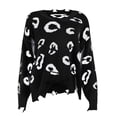 thumbnail image 5 of LYXSSBYX V-Neck Long Sleeve Sweater Tops for Women Loose Knitted Sweater V-Neck Ripped Pullover Sweaters Crop Top Knit Jumper, 5 of 8