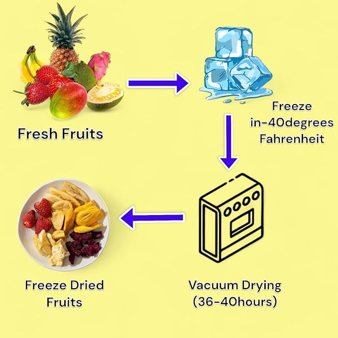 Freeze-Dried Mixed Fruit | Strawberry, Banana, Mango, Dragon Fruit, Jackfruit, Pineapple |  1  Ounce, 12 Pack