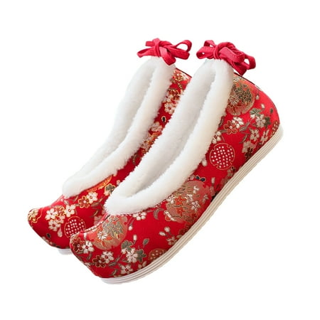 

1 Pair Chinese Ethnic Style Cloth Shoes Girls Flat Shoe Embroidered Cloth Shoes