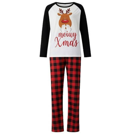

Uorcsa Soft Two-piece Mom Home Comfy Warm Pajamas Print Christmas Parent-child clothing Red
