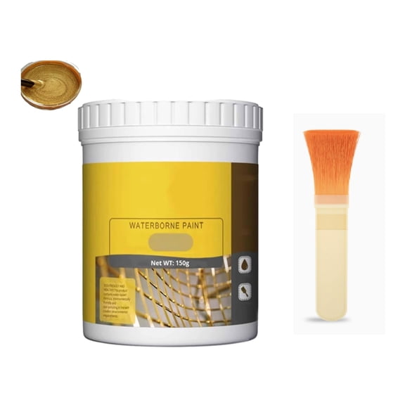 150g Weatherproof Water-based Gold Paint – Perfect for Home Decoration, Plaster & Handicraft Making(LR Gold 1 PCS)