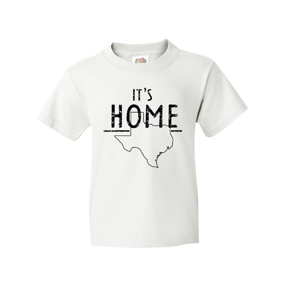 Inktastic Its Home- State of Texas Outline Distressed Text Youth T-Shirt
