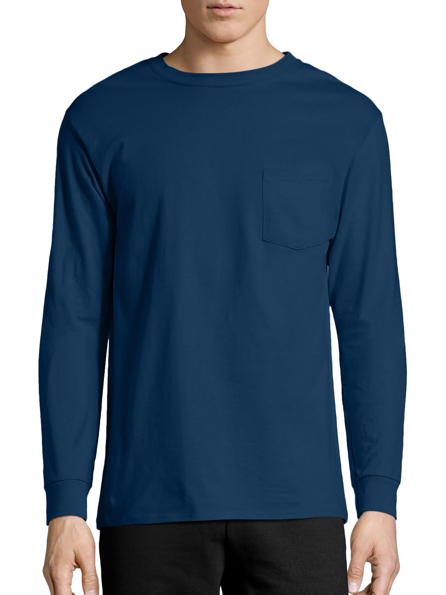 om Porto løgner Hanes Men's Authentic Long Sleeve Pocket Tee - Walmart.com