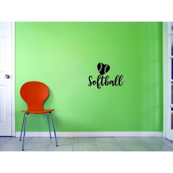 Custom Decals Softball Wall Art Size: 14 X 28 Inches Color: Black