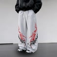thumbnail image 2 of CONZONE Men's Baggy Sweatpants Gothic Wide Leg Pants for Men Trendy Elastic Waist Graphic Y2K Soft Streetwear Joggers With Pocket, 2 of 5