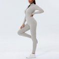 thumbnail image 3 of Jumpsuits for Women Casual Sports Turtle Neck Solid Color Bodycon Long Sleeve Half Zip Up Outwear,Silver,M, 3 of 6