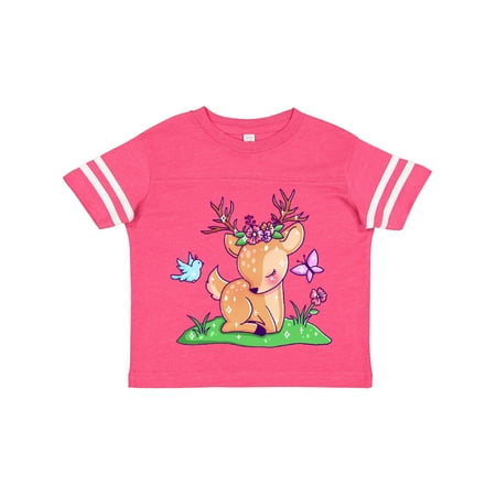 

Inktastic Cute Baby Deer with Butterfly Bird and Flowers Gift Toddler Boy or Toddler Girl T-Shirt