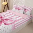 thumbnail image 3 of Homewish Pink Polka Dots Print Zipper Full Size Comforter Sets with Fitted Sheet and 2 Pillowcases,Pink Bowknot Kids Zipper Bedding Set For Bow Lovers,Pink Reversible,4 Pieces, 3 of 7