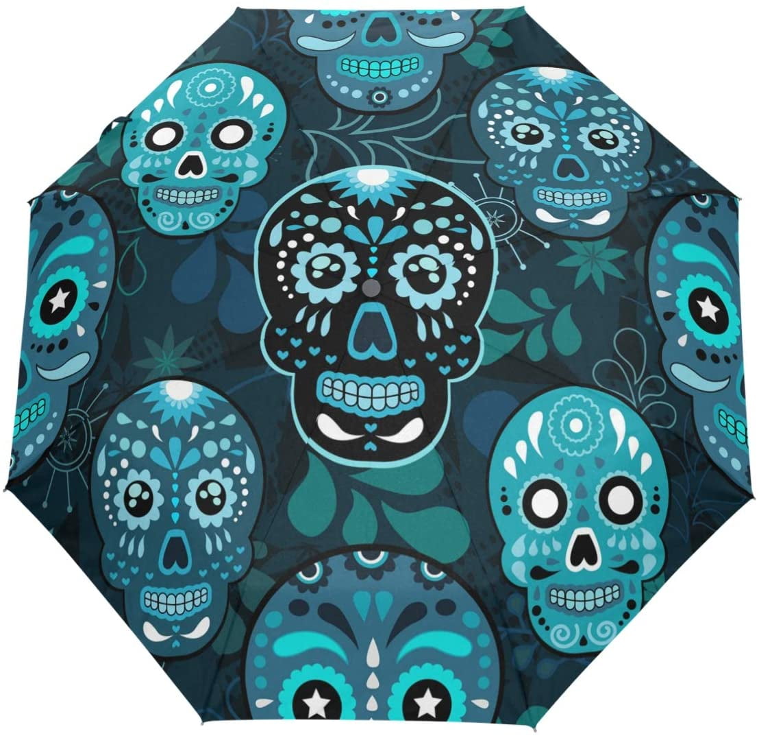 Sugar Skull Foldable Rain Umbrella Compact Parasol/Sun Umbrella