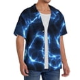 thumbnail image 2 of Fuzoiu Blue Lightning Print Men's Casual Short,Men's Short Sleeve Shirt,Mens Casual Button Down Shirts,Cuban Collar Summer Shirt for Beach, Vacation, and Outdoor Activities-4X-Large, 2 of 5