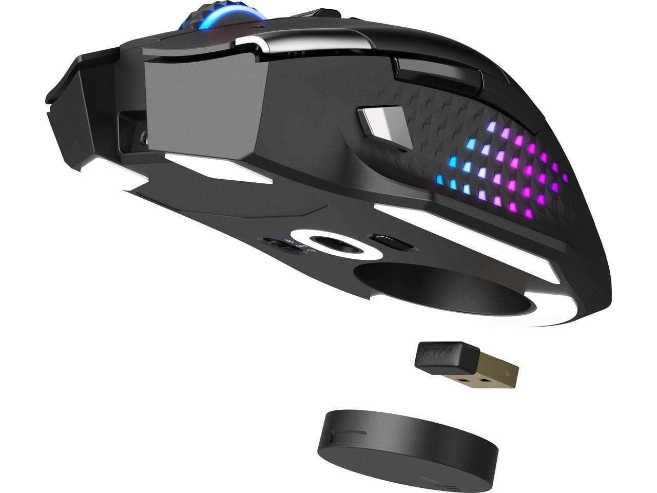 MSI VERSA PRO Gaming Mouse - Pixart 3395 - Cable/Wireless - Bluetooth/Radio Frequency - 2.40 GHz - Rechargeable - Black - USB 2.0 - 26000 dpi - 4 Way Scroll - 15 Button(s) - 13 Programmable Button(...