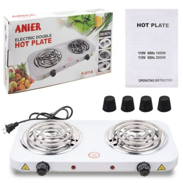 TeqHome Hot Plate, 2000W Portable Induction Cooktop Double Burner with Dual Control & 5 Level Temperature Control, Easy to Clean