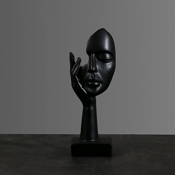 WYZCTTD Abstract Thinker Statue Resin Face and Hand Sculpture Modern Home Decor Accent Fine Art Figurine for Living Room Bookshelf Office Desktop