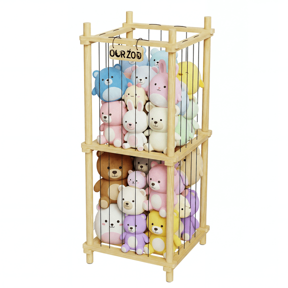 Stuffed Animal Zoo Storage Cage, 41'' Extra Large Stuffed Animals Storage Bin Display, for Kids Room, Playroom, Plushies, Stuffy, Plush Toy, Stuff Animal Basket, Toys Organizer Holder