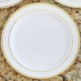 thumbnail image 6 of Efavormart 50 Pcs - White with Gold 10.25" Round Disposable Plastic Plate for Wedding Party Banquet - Tres Chic Collection, 6 of 11