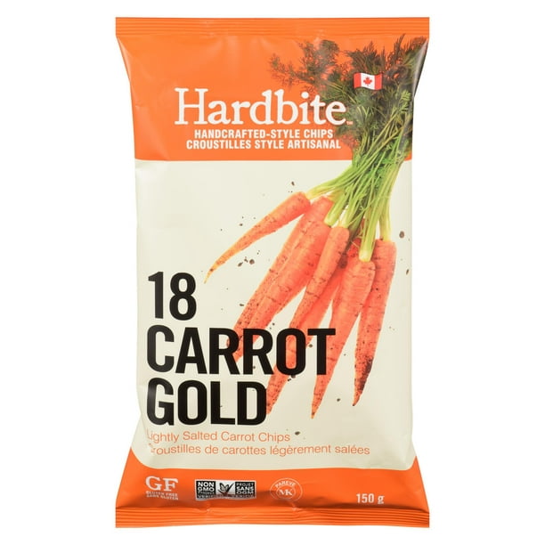 Croustilles de carottes artisanales légèrement salées 18 Carrot Gold de Hardbite Chips