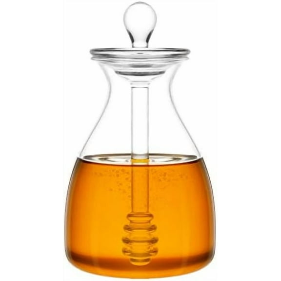 Honey Dispenser Glass Honey Pot Honey Jar with Dipper Sticks and Lid Cover Honey Containers Holder for Home Kitchen, 14 Ounces$$Home Decor, Kitchen, & Other