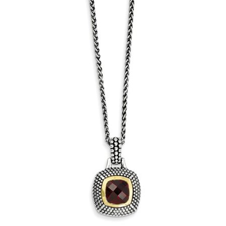 Sterling Silver Gold-plated 2.52 Garnet 18in Vintage Style Necklace 2.52ct