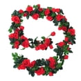 thumbnail image 1 of Guirnalda de vid de rosa artificial de 24 cabezas, decoración de folar para fiesta de boda, tela de seda, guirnalda de rosas falsas, rojo Vogacara HA6560-03B, 1 of 6