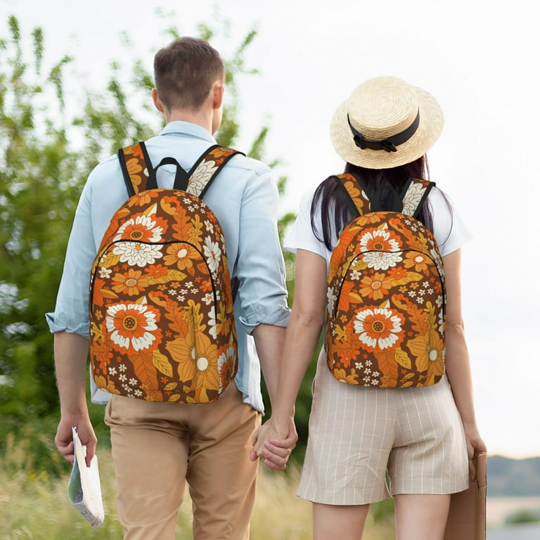 LAKIMCT Boho Style Autumn Flowers Canvas Backpack for Boys Girls College Laptop Backpack for Women Men Business Travel Casual Bag Student Bookbag for Kids Adults Large Walmart