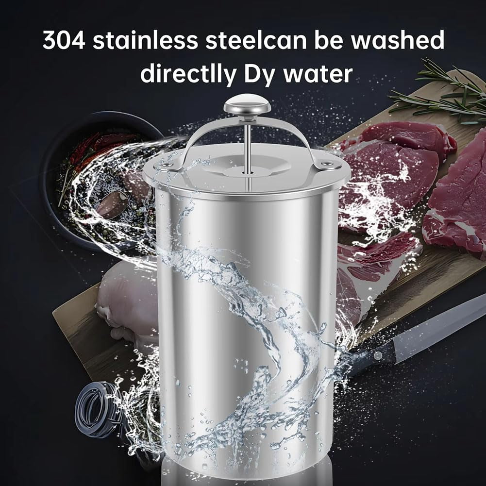 Stainless Steel Deli Meat Press with Thermometer – Bacon Press & Kitchen Meat Weight, Heavy-Duty Stovetop Cooking Tool for Bacon, Burgers, Steaks