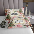 YST Christmas Nutcracker Queen Quilt Bedding Set,Cute Floral Xmas Tree