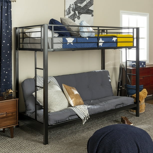 Manor Park Premium Metal Twin Over, Twin Over Full Futon Bunk Bed With Mattress