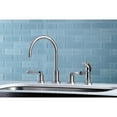 thumbnail image 2 of Kingston Brass KS8728DFL  Double-Handle 4-Hole Widespread Kitchen Faucet with Plastic Sprayer in Brushed Nickel, 2 of 8