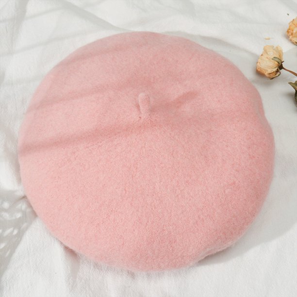 Boina monocromática para mujer, gorro de pintor artístico de lana de color caramelo, gorro cálido de moda para otoño e invierno