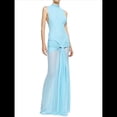 thumbnail image 3 of Vestido Ajustado de Corte A con Cuello Alto, Sin Mangas y Color Liso para Mujer Azul M, 3 of 10