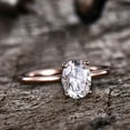 thumbnail image 4 of Diamond Moissanite Engagement Ring 11x9mm 4 Carat Oval Cut 10k Rose Gold Solitaire Ring, 4 of 6