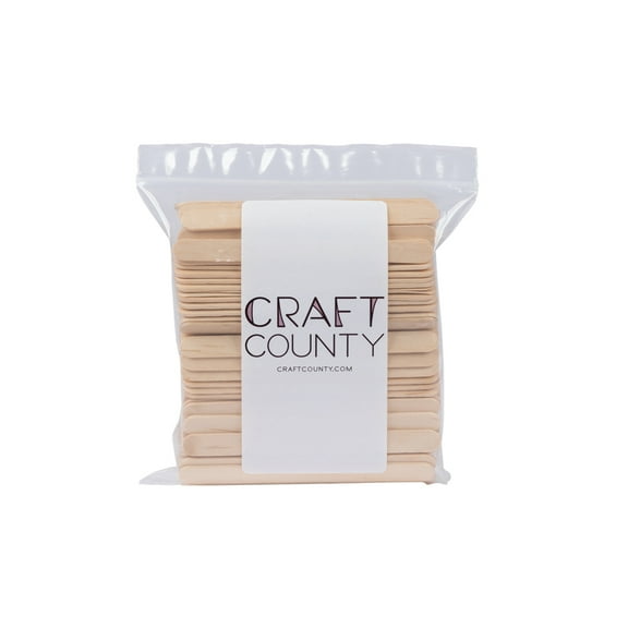 Craft County 200 Piece Flat Natural Wood Craft Sticks, Popsicle Sticks 4 1/2 Inch – Children Craft Work