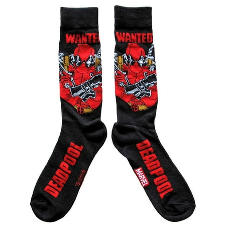 Marvel Deadpool Wanted Men's Crew Socks Shoe Size 6-12
