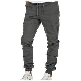Cameland Men's Cargo Trousers Solid Color Zipper Work Wear Cargo Pockets  Full Pants Casual Stylish Wearing 