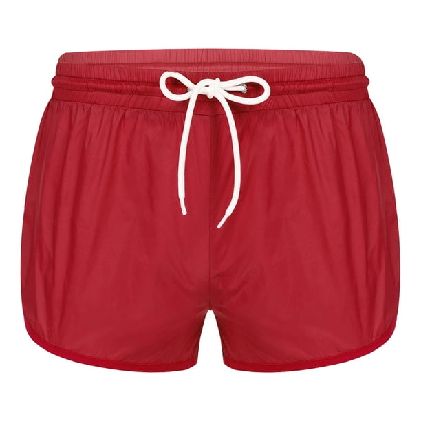 iEFiEL Mens Mesh Loose Boxer Shorts See-through Beach Board Shorts Red ...