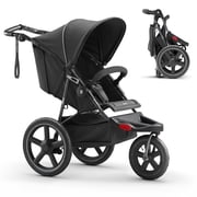 Mamazing Jogging Stroller, Foldable All-Terrain 12/16in Air Tires, Disc Hand and Foot Brakes, Magnetic 5 Point Harness for Baby and Toddler,Black