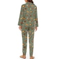 thumbnail image 2 of DISNIMO Women's 2 Piece Lounge Sets Turkey Pumpkin Printed Long-Sleeve Pajama Sets with Pocket Button Down Sleepwear with Matching Long Pants, 2 of 7